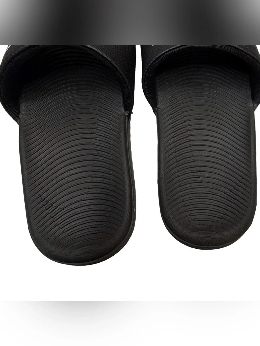 Nike Kawa Slide Sandals Black White Swoosh Kids Size 2Y